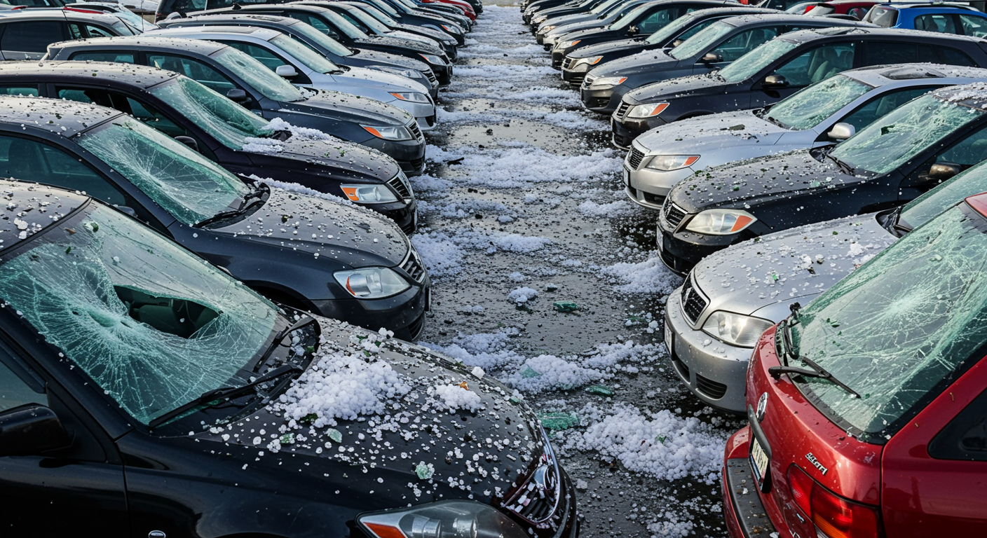 Cards damaged by hail