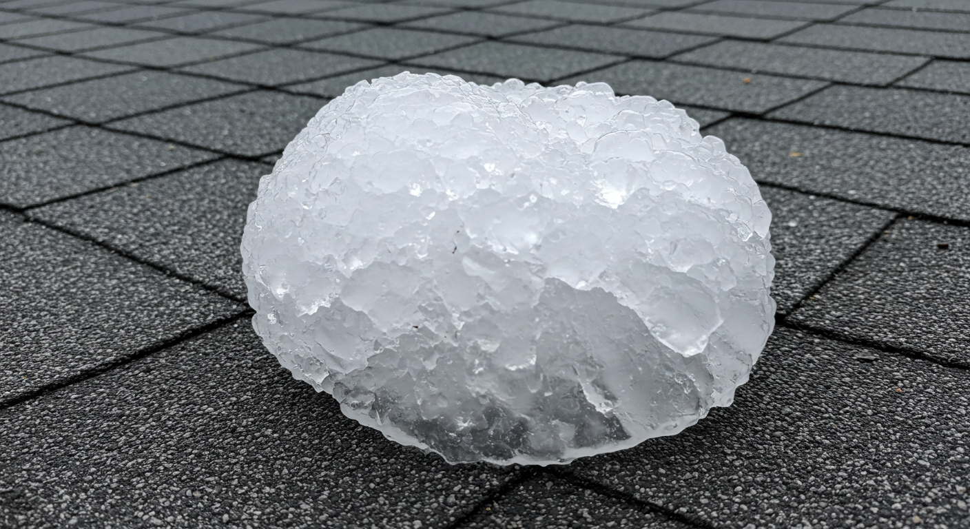 Giant hailstone on a roof